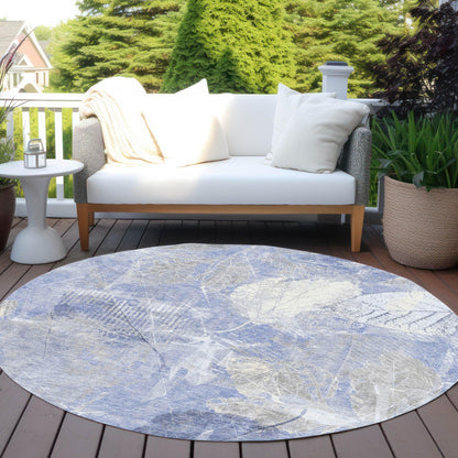 Taelas Blue Washable Indoor-Outdoor Rug