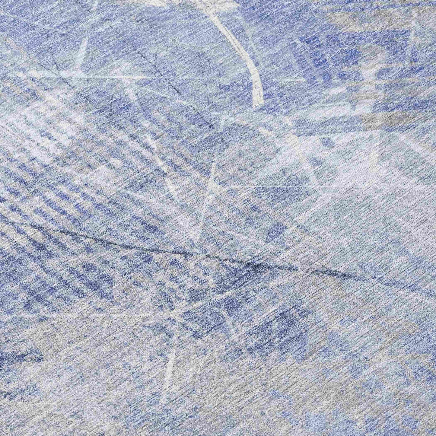 Taelas Blue Washable Indoor-Outdoor Rug