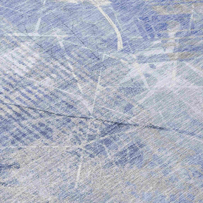 Taelas Blue Washable Indoor-Outdoor Rug