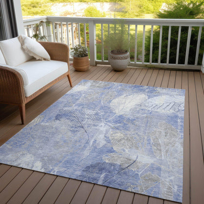 Taelas Blue Washable Indoor-Outdoor Rug