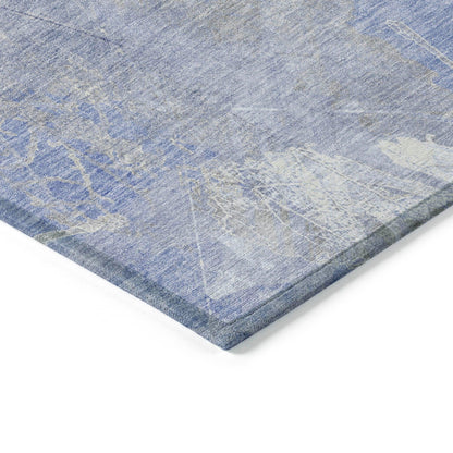 Taelas Blue Washable Indoor-Outdoor Rug