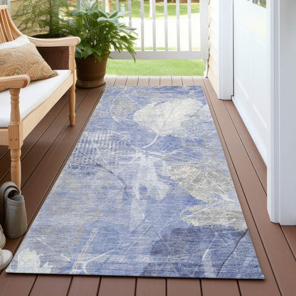 Taelas Blue Washable Indoor-Outdoor Rug