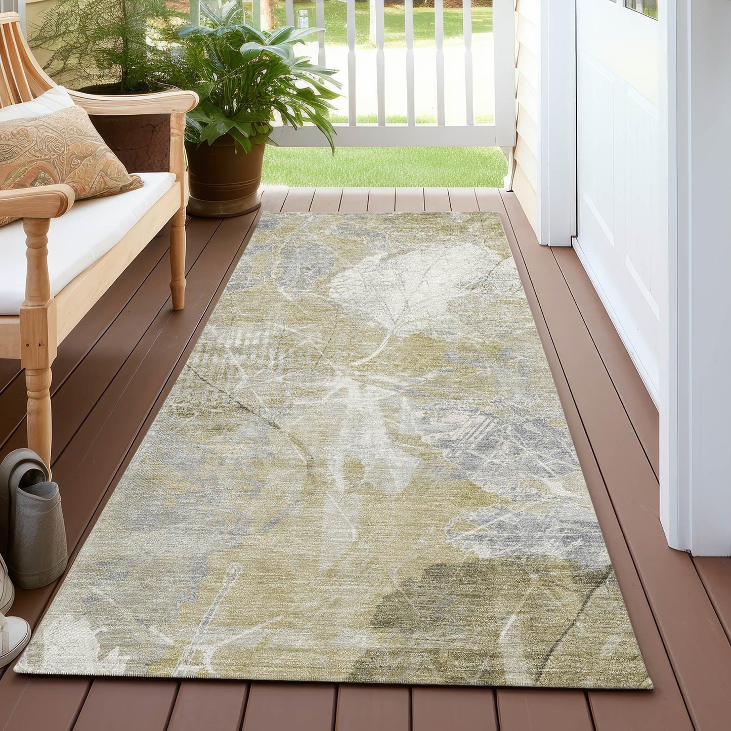 Taelas Brown Washable Indoor-Outdoor Rug