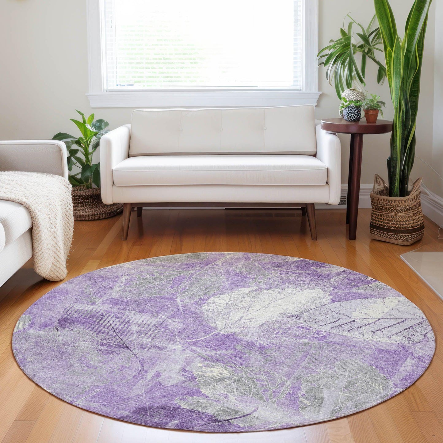 Taelas Purple Washable Indoor-Outdoor Rug
