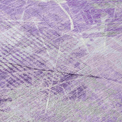 Taelas Purple Washable Indoor-Outdoor Rug