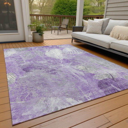Taelas Purple Washable Indoor-Outdoor Rug