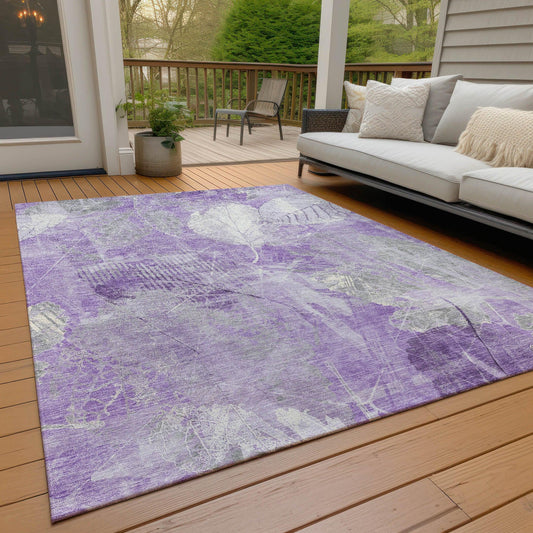 Taelas Purple Washable Indoor-Outdoor Rug