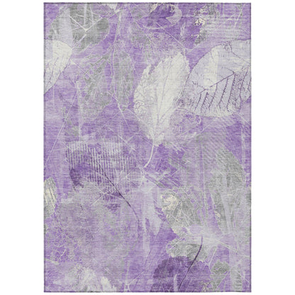 Taelas Purple Washable Indoor-Outdoor Rug