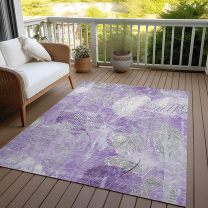 Taelas Purple Washable Indoor-Outdoor Rug