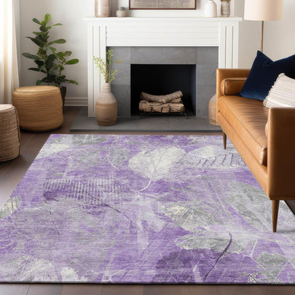 Taelas Purple Washable Indoor-Outdoor Rug