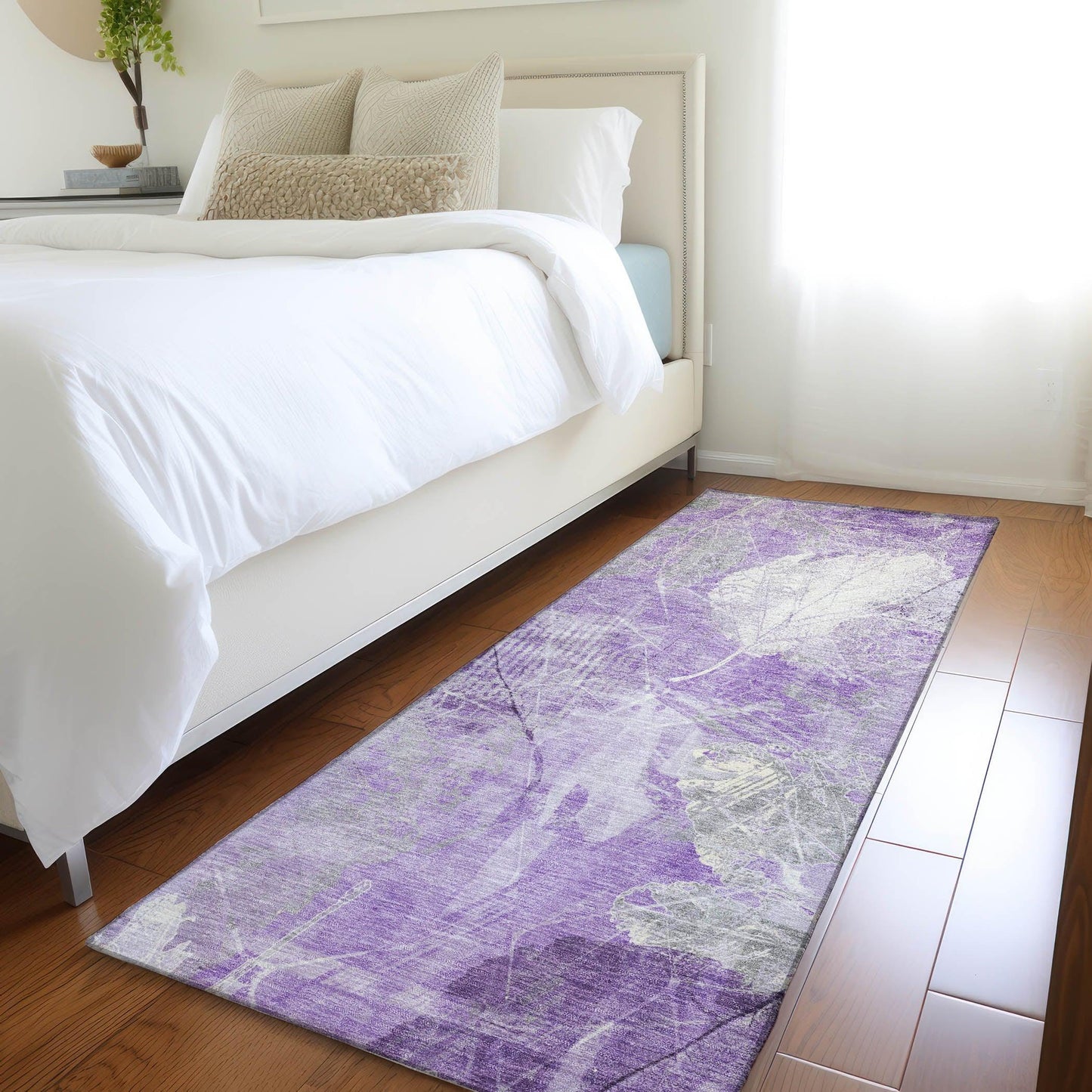 Taelas Purple Washable Indoor-Outdoor Rug