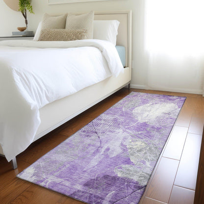 Taelas Purple Washable Indoor-Outdoor Rug