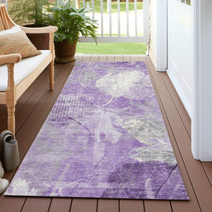 Taelas Purple Washable Indoor-Outdoor Rug