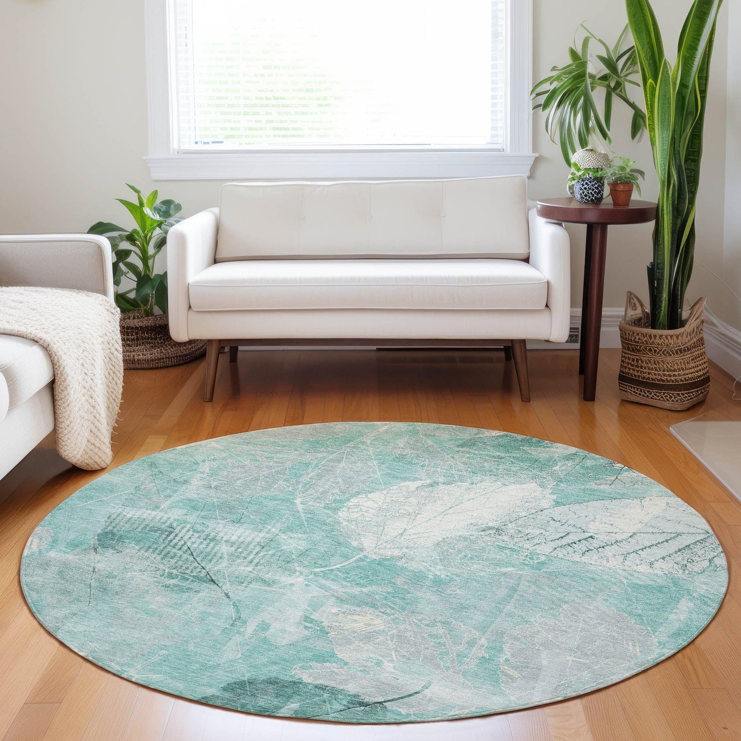 Taelas Teal Washable Indoor-Outdoor Rug