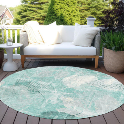 Taelas Teal Washable Indoor-Outdoor Rug