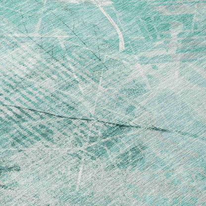 Taelas Teal Washable Indoor-Outdoor Rug