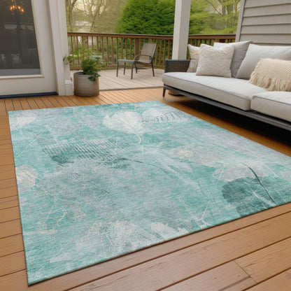 Taelas Teal Washable Indoor-Outdoor Rug