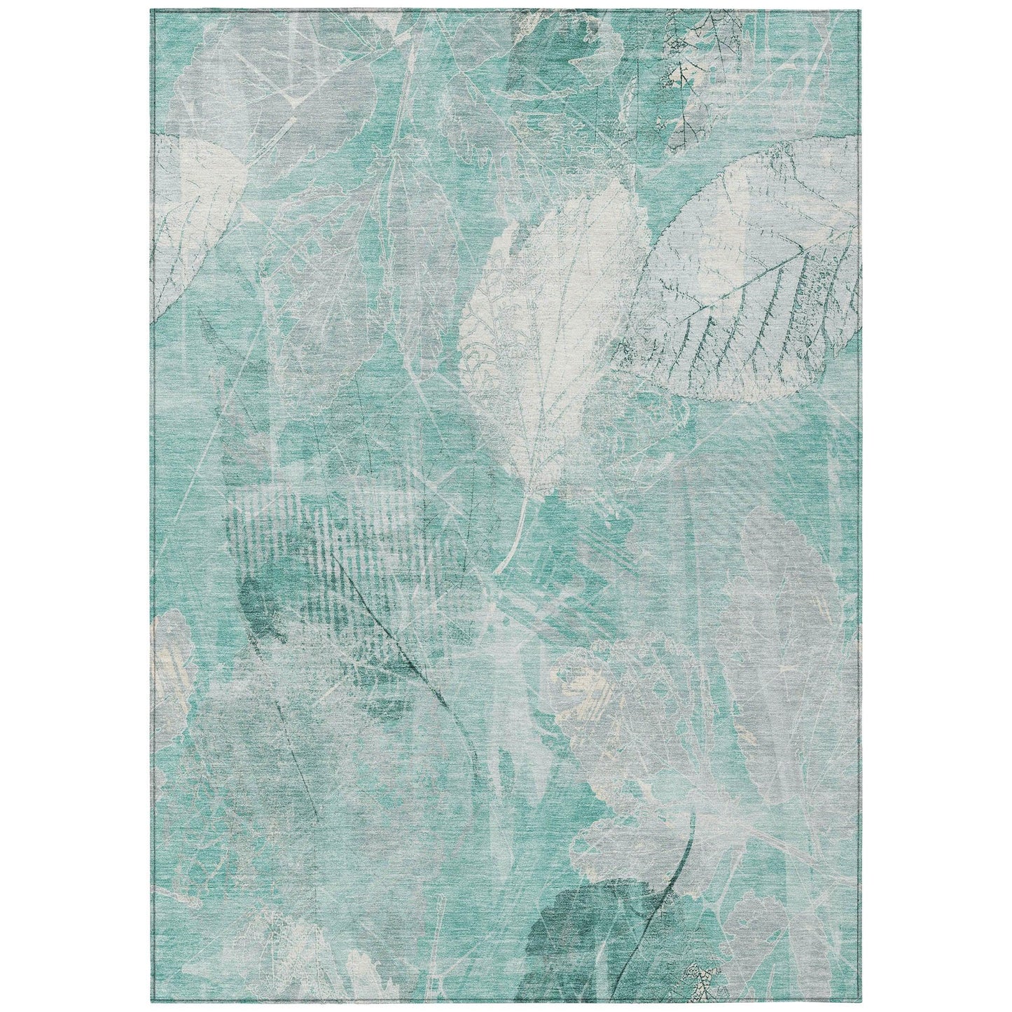 Taelas Teal Washable Indoor-Outdoor Rug