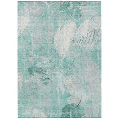 Taelas Teal Washable Indoor-Outdoor Rug