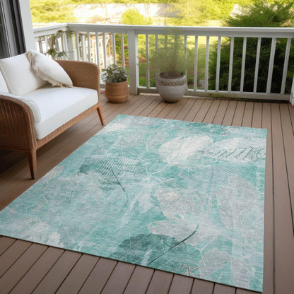 Taelas Teal Washable Indoor-Outdoor Rug