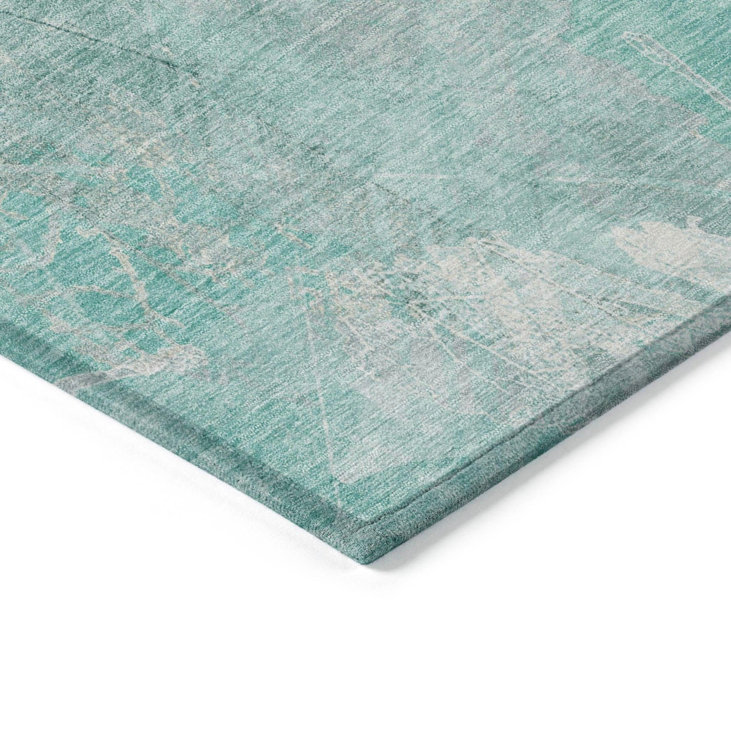 Taelas Teal Washable Indoor-Outdoor Rug