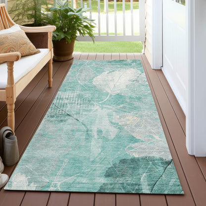 Taelas Teal Washable Indoor-Outdoor Rug