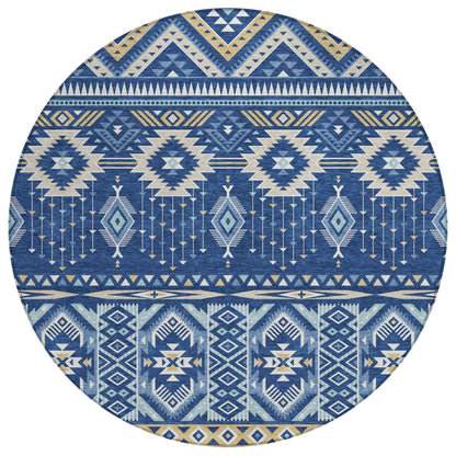 Taelien Blue Washable Indoor-Outdoor Rug
