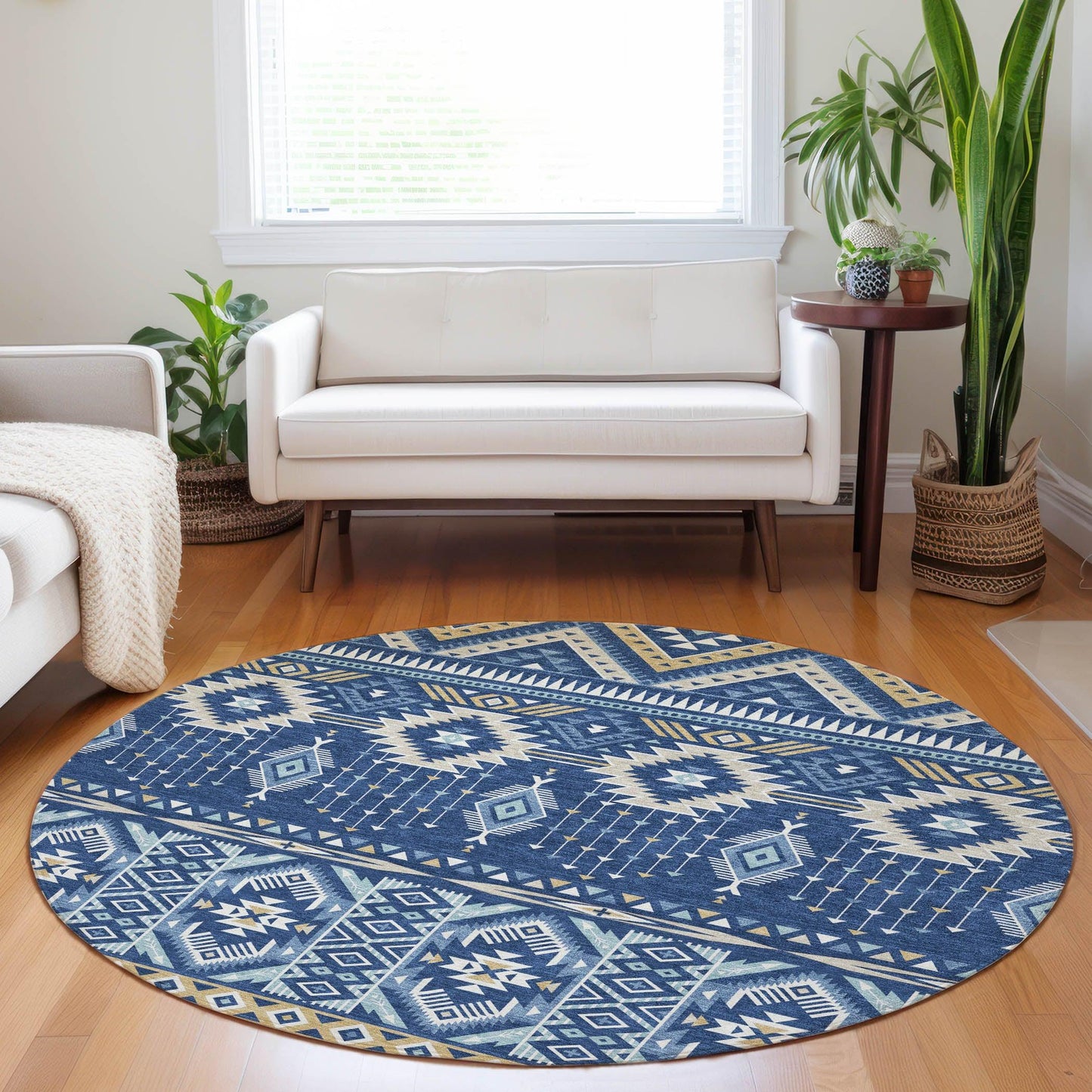 Taelien Blue Washable Indoor-Outdoor Rug