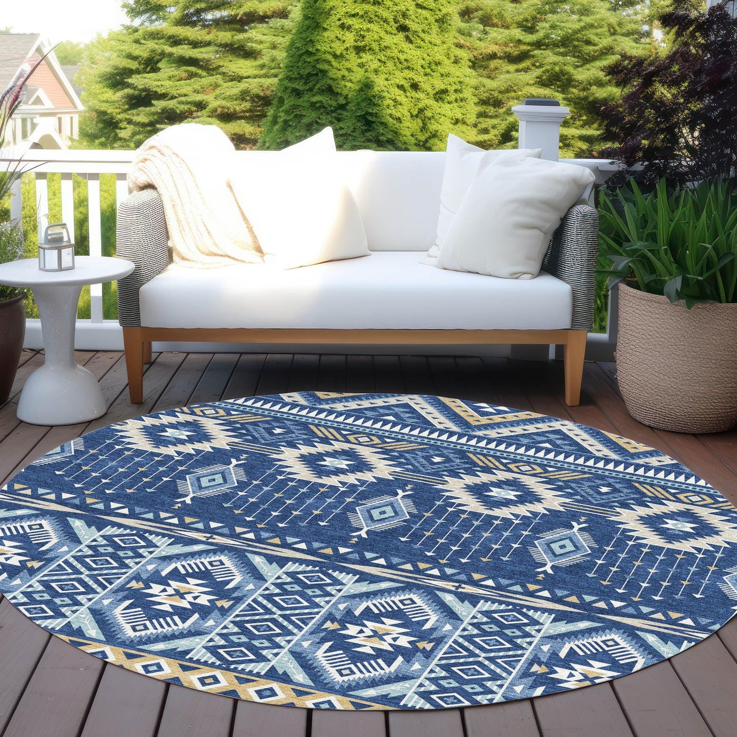 Taelien Blue Washable Indoor-Outdoor Rug