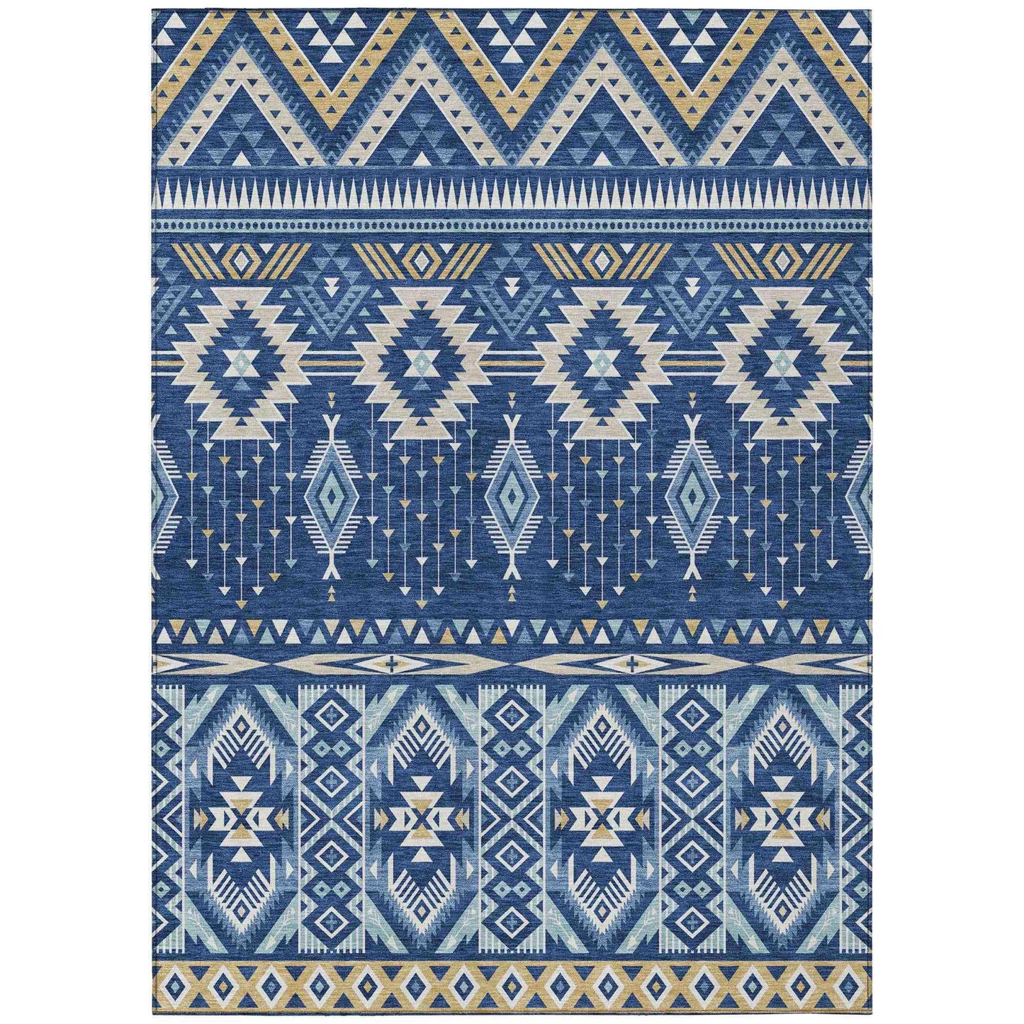 Taelien Blue Washable Indoor-Outdoor Rug