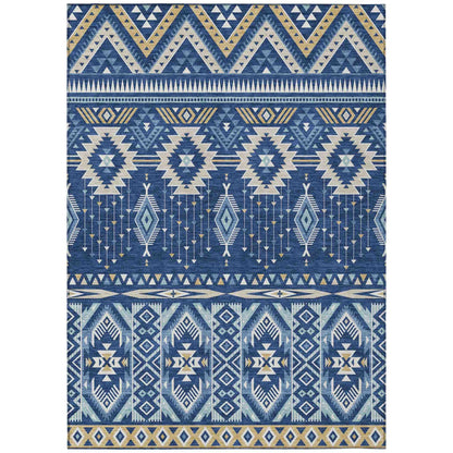 Taelien Blue Washable Indoor-Outdoor Rug
