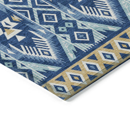 Taelien Blue Washable Indoor-Outdoor Rug