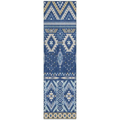 Taelien Blue Washable Indoor-Outdoor Rug