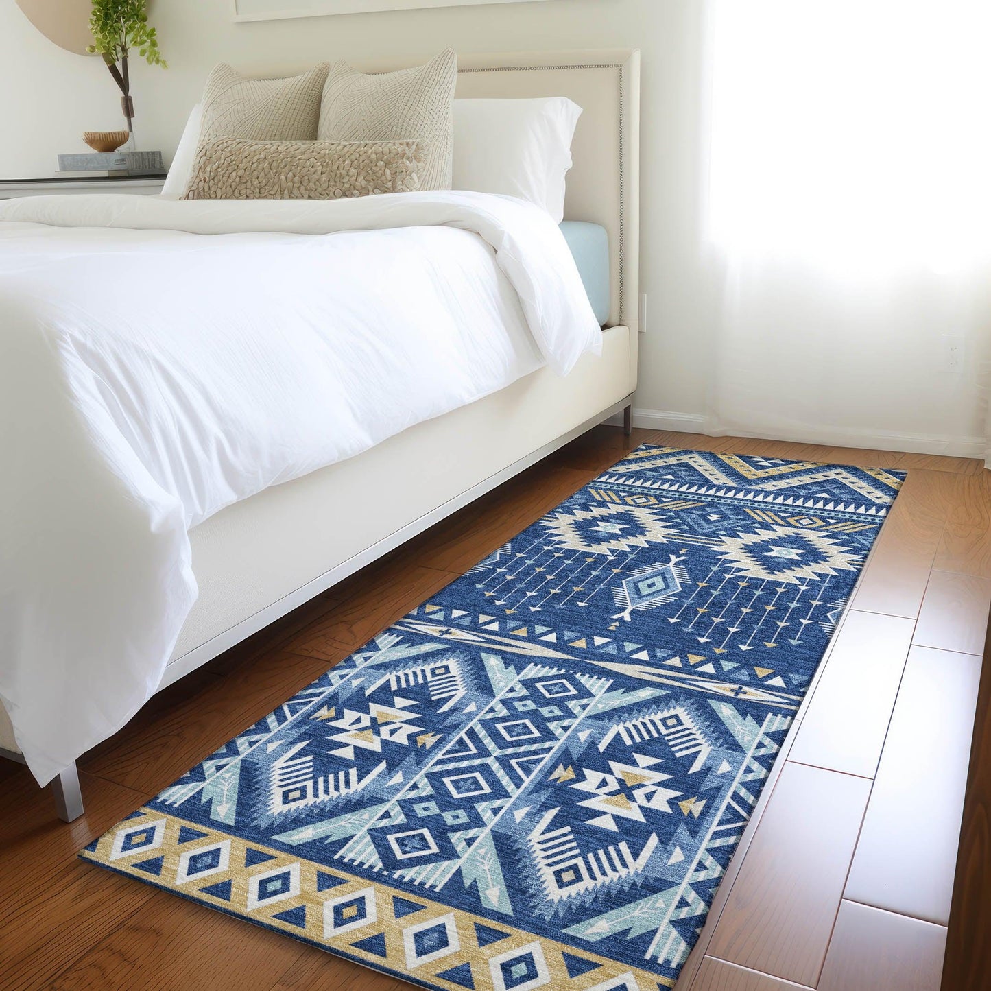 Taelien Blue Washable Indoor-Outdoor Rug