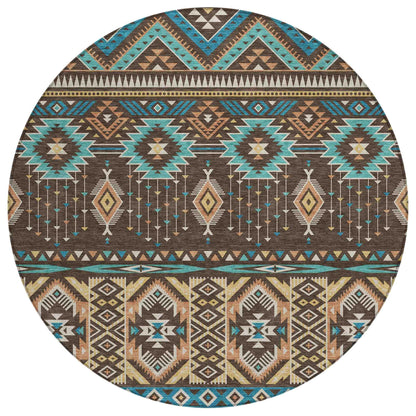 Taelien Brown Washable Indoor-Outdoor Rug