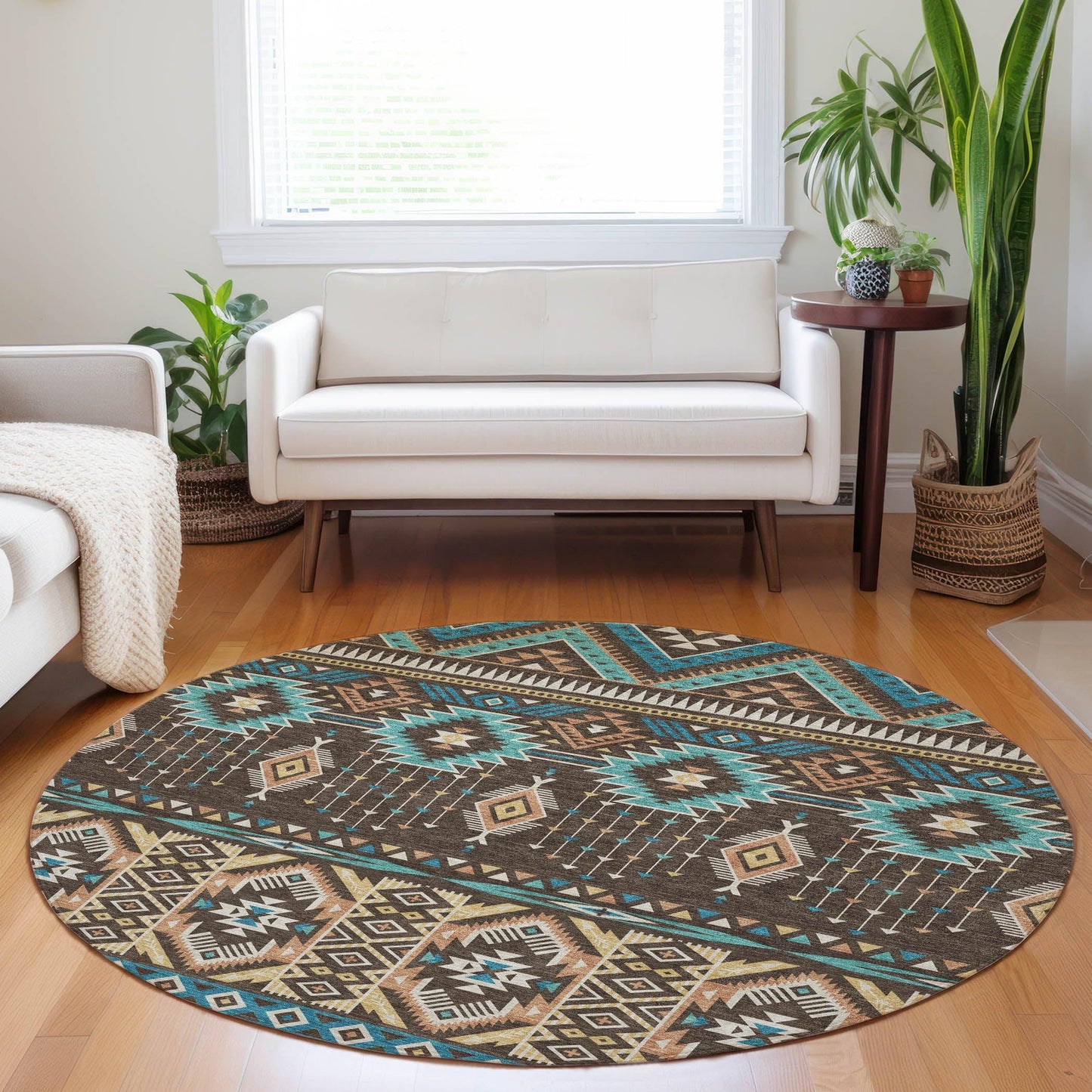 Taelien Brown Washable Indoor-Outdoor Rug