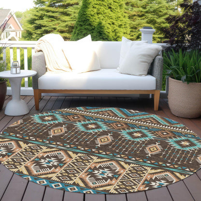 Taelien Brown Washable Indoor-Outdoor Rug