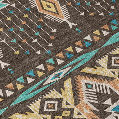 Taelien Brown Washable Indoor-Outdoor Rug