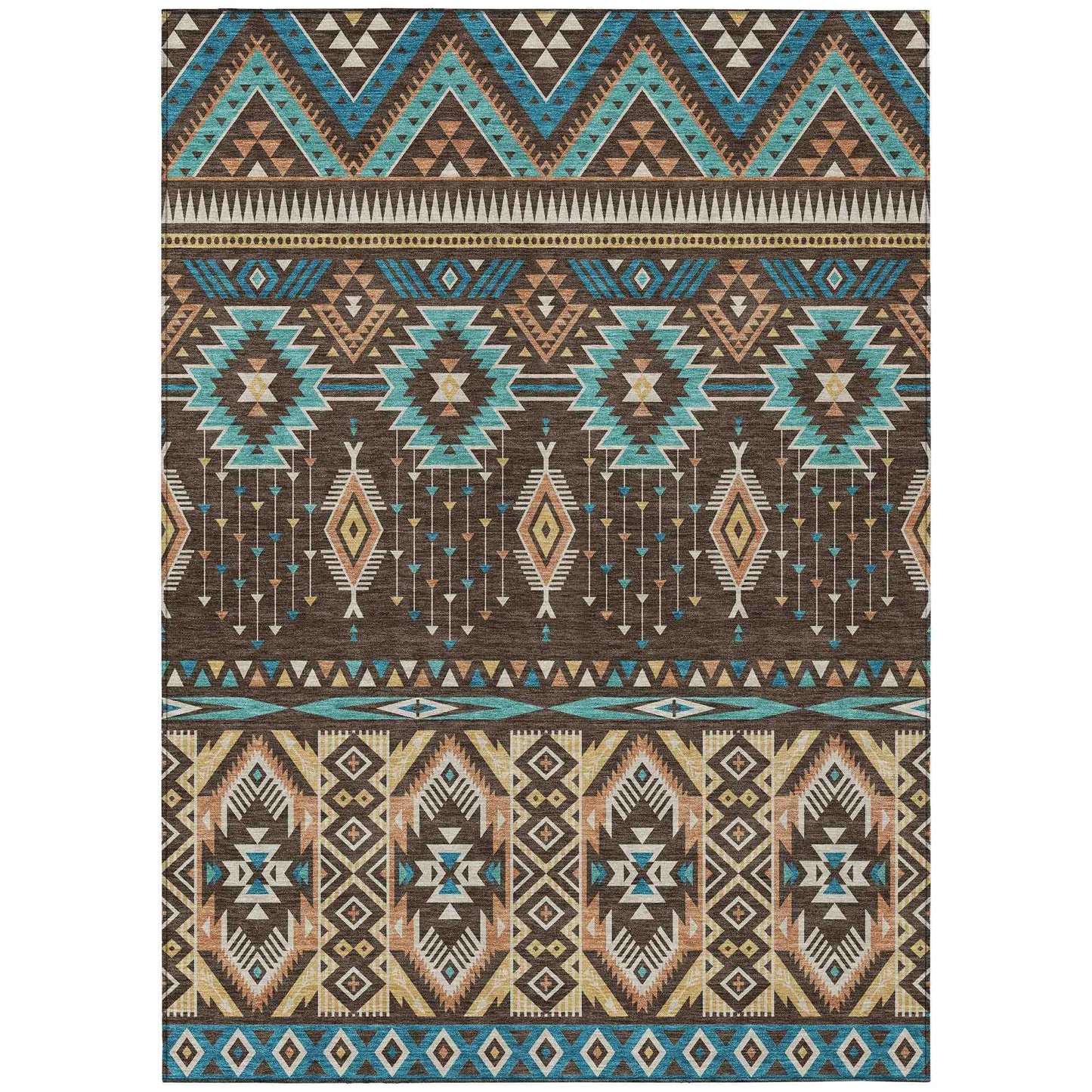 Taelien Brown Washable Indoor-Outdoor Rug