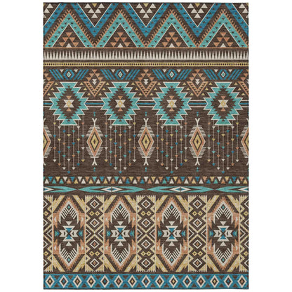 Taelien Brown Washable Indoor-Outdoor Rug