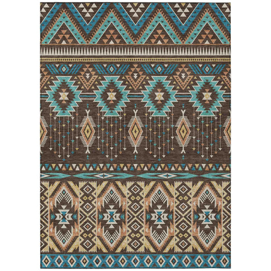 Taelien Brown Washable Indoor-Outdoor Rug