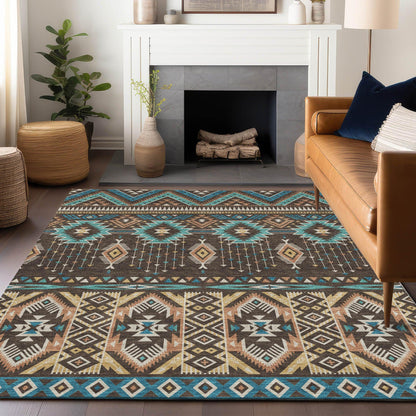 Taelien Brown Washable Indoor-Outdoor Rug