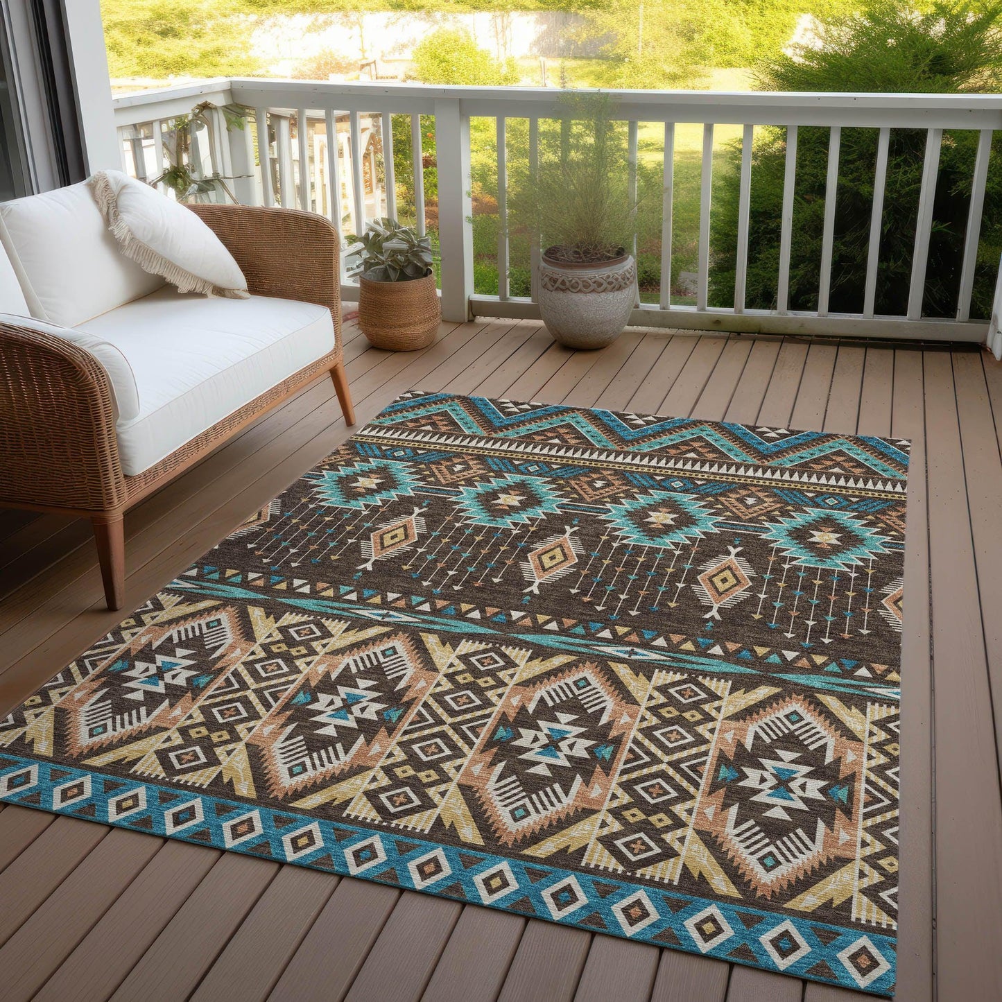 Taelien Brown Washable Indoor-Outdoor Rug