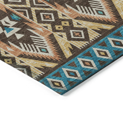 Taelien Brown Washable Indoor-Outdoor Rug