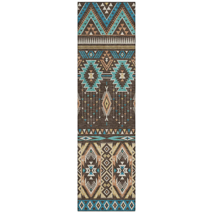 Taelien Brown Washable Indoor-Outdoor Rug