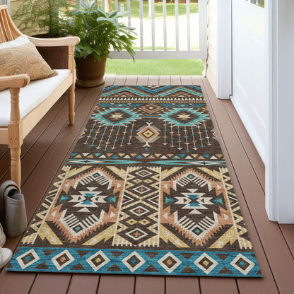 Taelien Brown Washable Indoor-Outdoor Rug