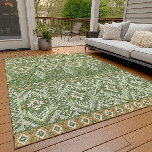 Taelien Green Washable Indoor-Outdoor Rug