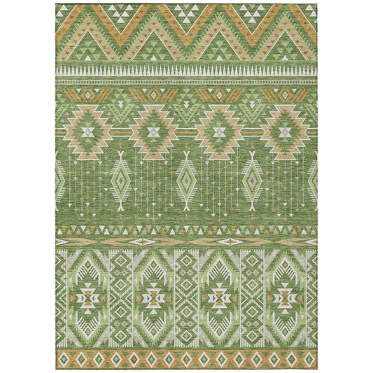 Taelien Green Washable Indoor-Outdoor Rug