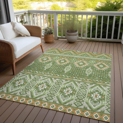 Taelien Green Washable Indoor-Outdoor Rug