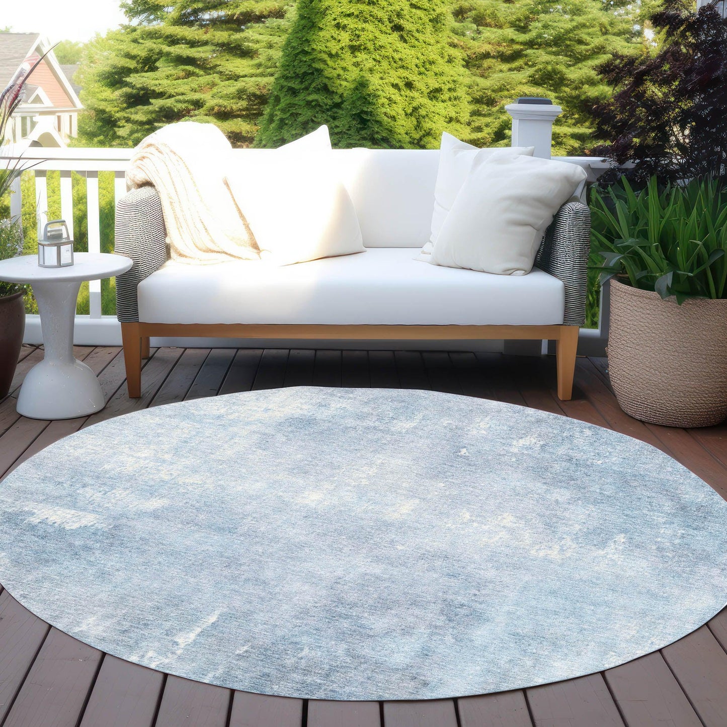 Taelion Blue Washable Indoor-Outdoor Rug